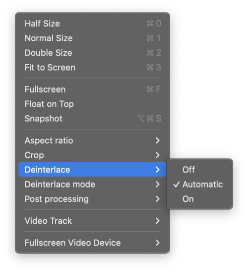 Deinterlace option in VLC